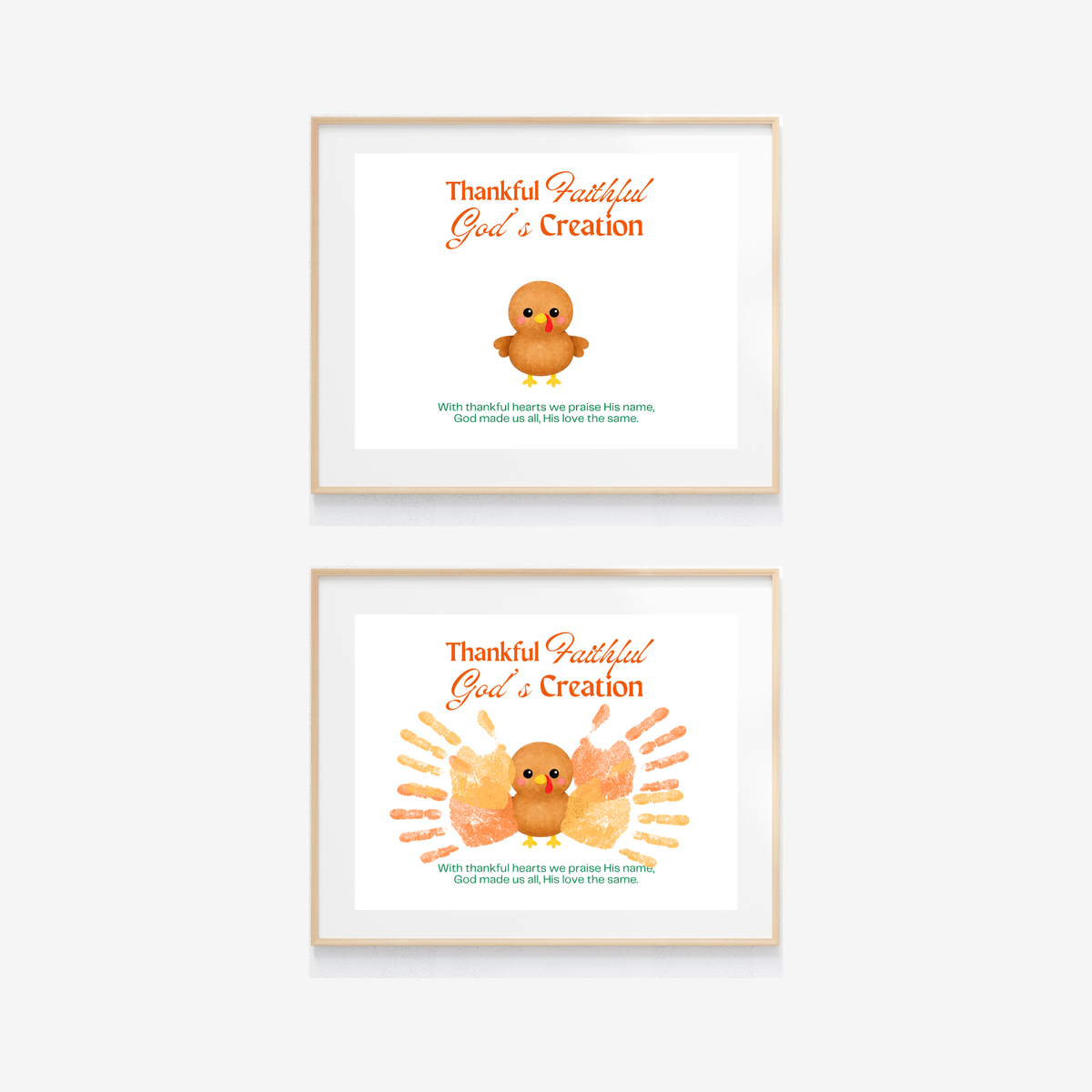Thankful Faithful God's Creation Handprint Turkey Craft Printable | Christian Thanksgiving Handprint Activity | Preschool Fall Keepsake PDF