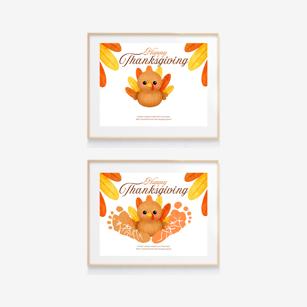 Happy Thanksgiving Turkey Footprint Craft | Thanksgiving Keepsake Printable | Preschool Fall Activity