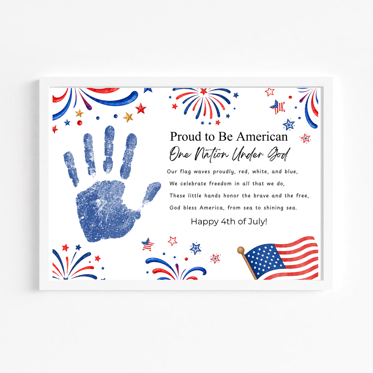 Christian 4th of July Handprint Craft for Kids | One Nation Under God Patriotic Preschool & Kindergarten Activity