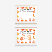 Christian Fall Handprint Craft Printable | Fall for Jesus He Never Leaves | Autumn Bible Keepsake Activity for Kids