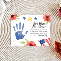 Christian Memorial Day Handprint Craft Printable | God Bless Our Heroes Keepsake | Patriotic Kids Activity | Sunday School PDF