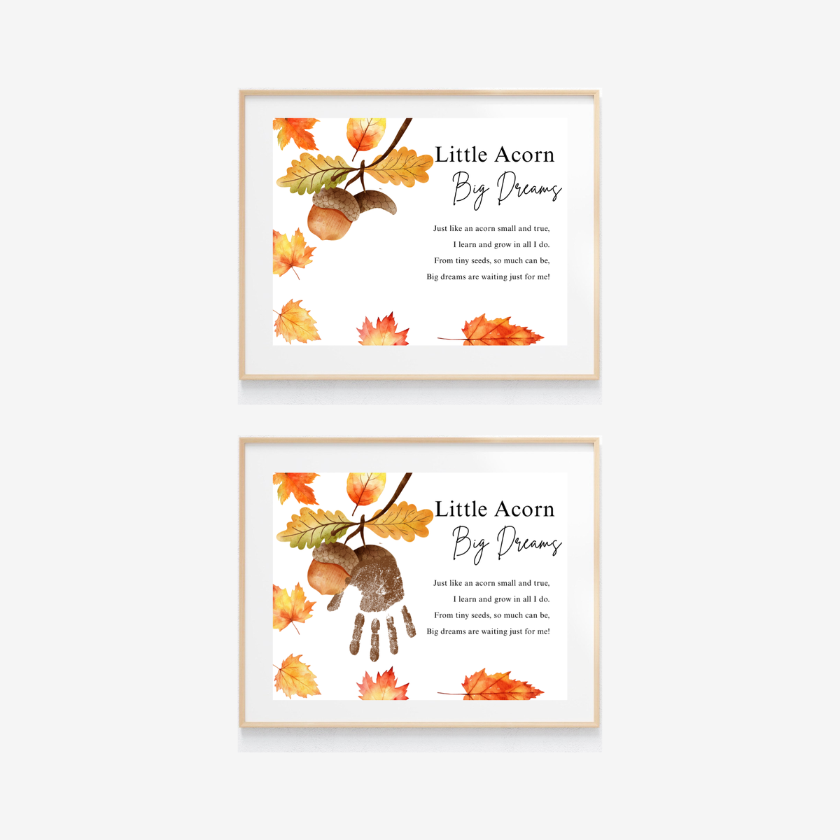 Little Acorn, Big Dreams Handprint Craft | Fall Preschool Keepsake | Acorn Handprint Printable | Autumn Classroom Activity