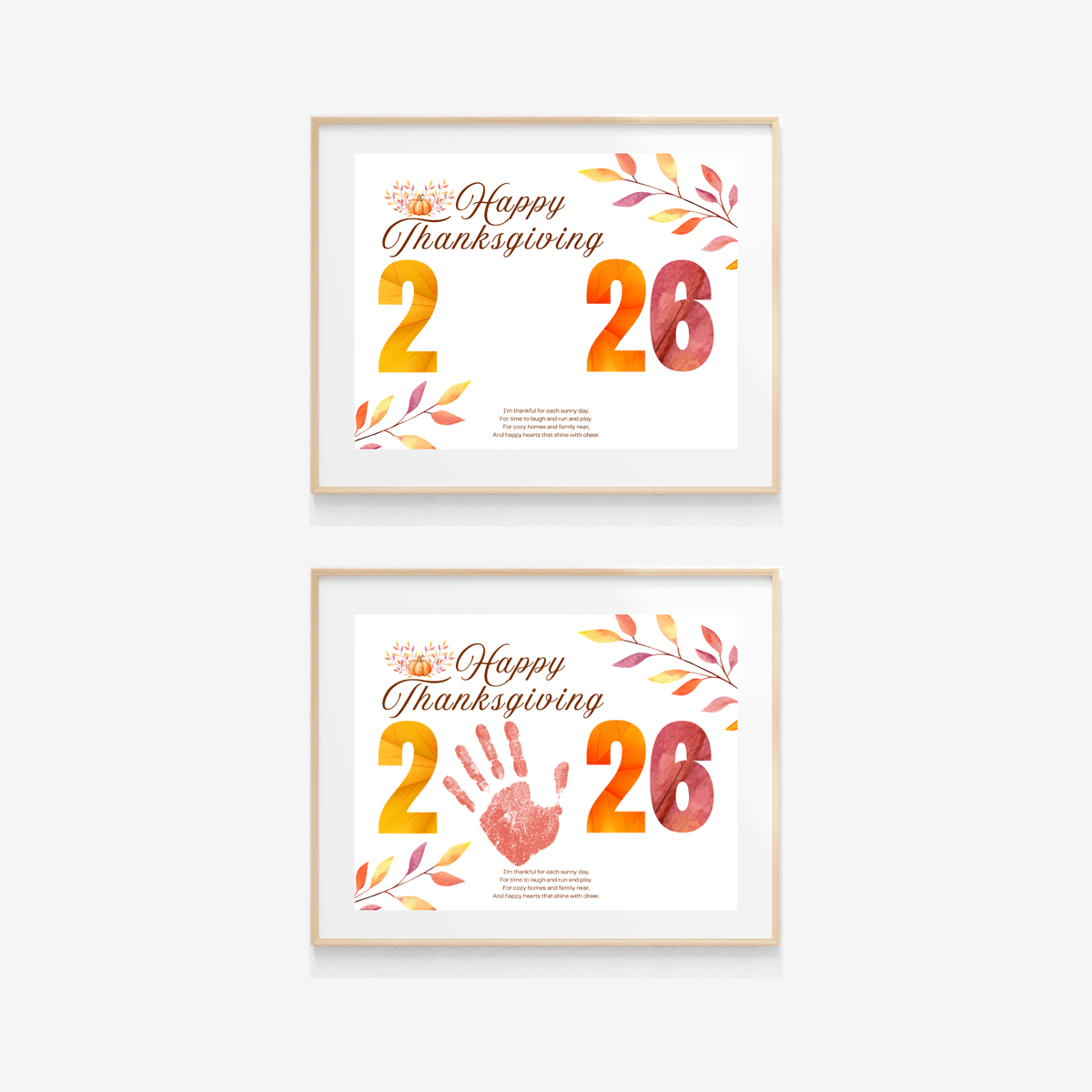 Happy Thanksgiving 2026 Handprint Craft | First Thanksgiving Keepsake Printable