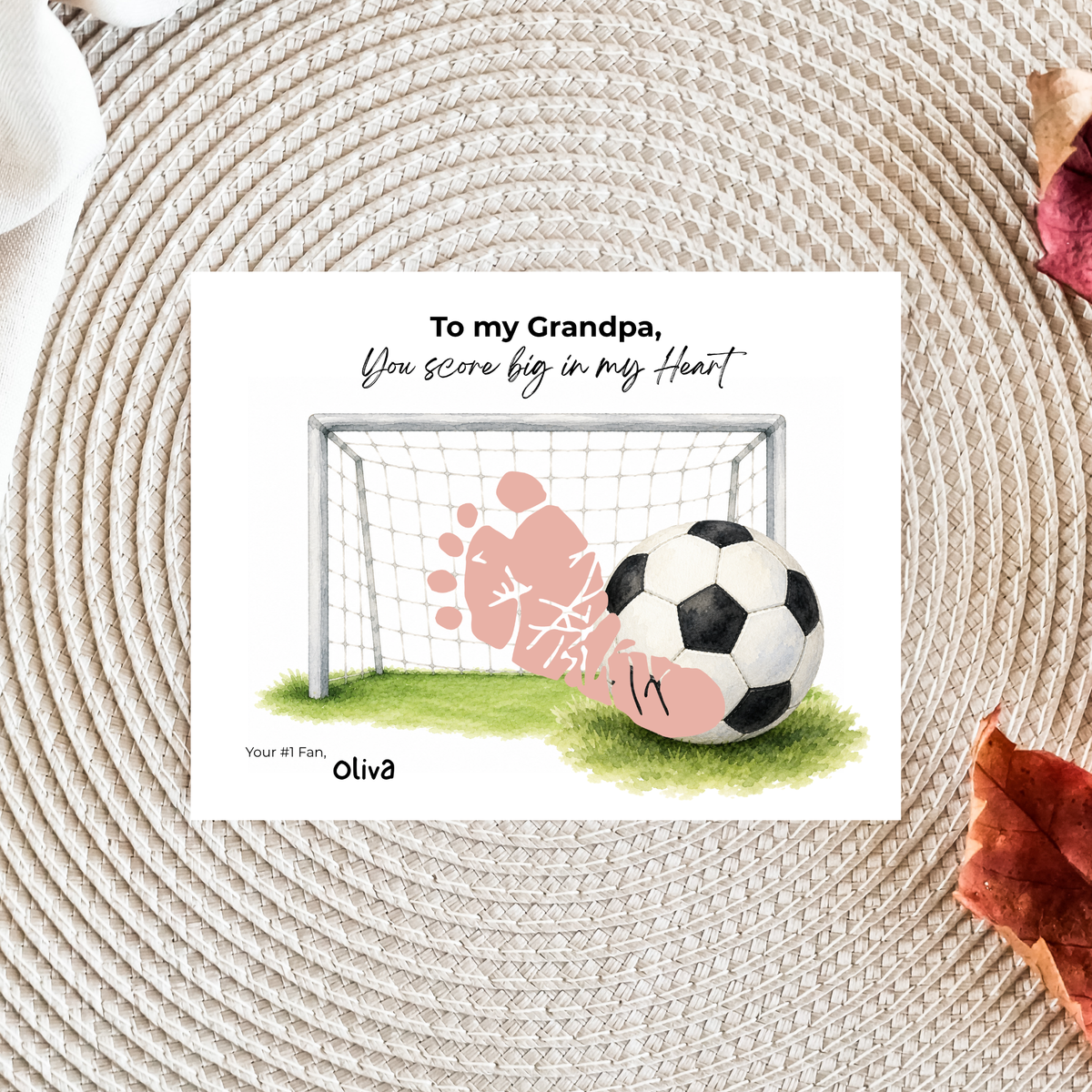 Soccer Grandpa Footprint Craft Printable, To My Grandpa You Score Big in My Heart, Grandpa Soccer Keepsake Gift, Sports Grandpa Gift from Kids