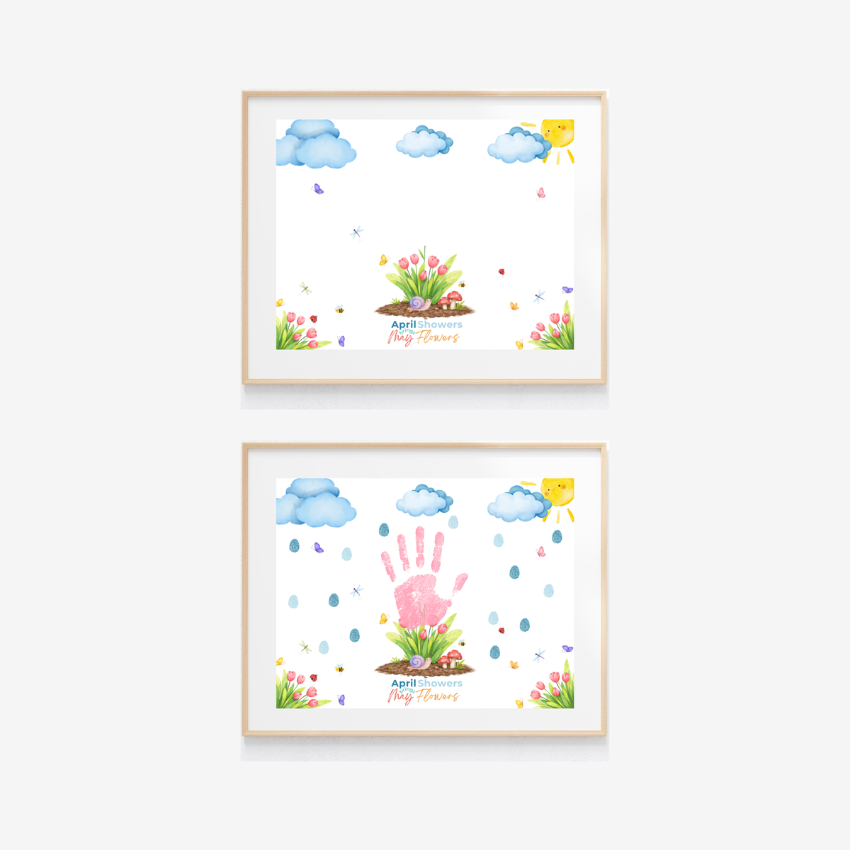 April Showers Bring May Flowers Handprint Craft Printable | Spring Handprint Keepsake | Preschool Spring Activity PDF
