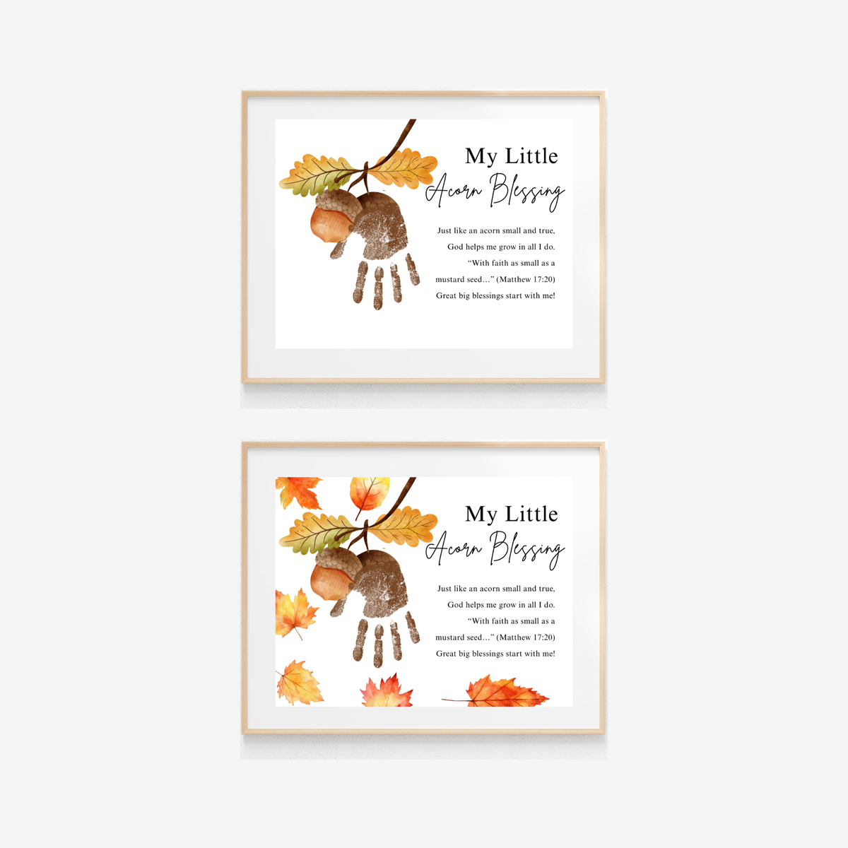 My Little Acorn Blessing Handprint Craft Printable | Christian Fall Keepsake | Preschool Acorn Handprint Activity