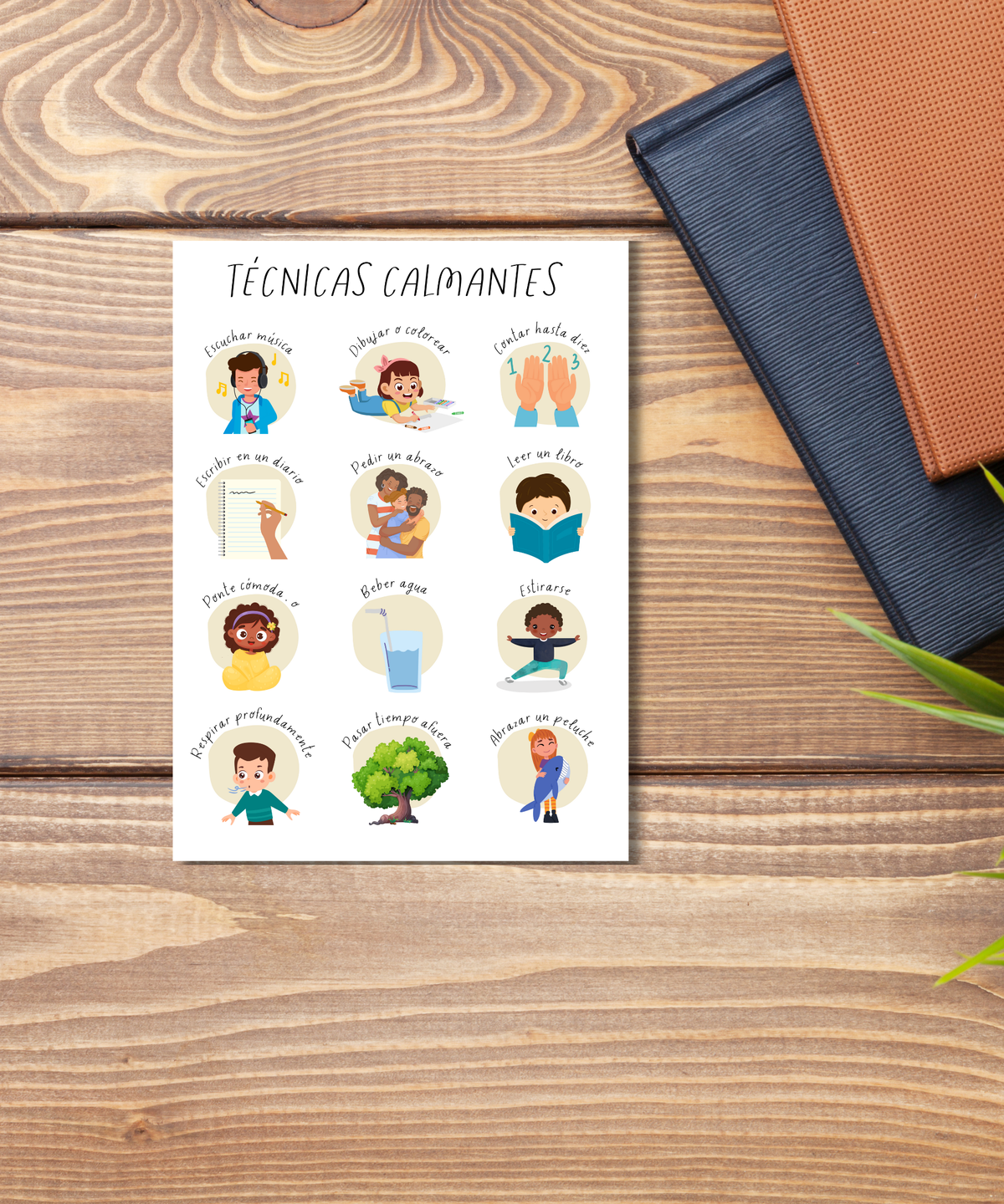 Spanish Calming Techniques Poster | Emotional Regulation Chart for Kids | Educational Classroom & Home Wall Art