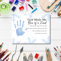 Winter Faith-Based Handprint Craft Printable | “God Made Me One of a Kind” Snowflake Keepsake | Christian Winter Art PDF