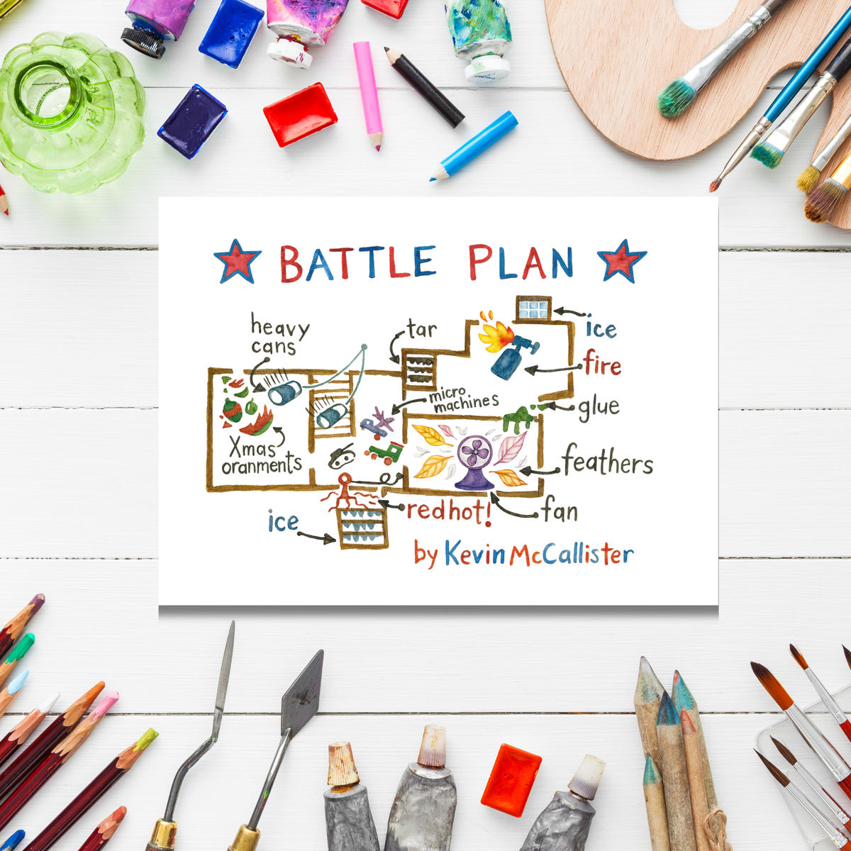 Battle Plan Kids Printable Wall Art | Funny Holiday Trap Blueprint Poster | Movie Night Decor | Playroom Art Print | Multiple Sizes Included