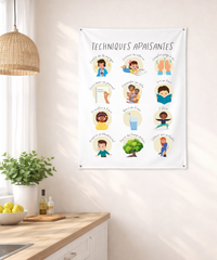 French Calming Techniques Wall Tapestry – Emotional Regulation & Language Learning Support