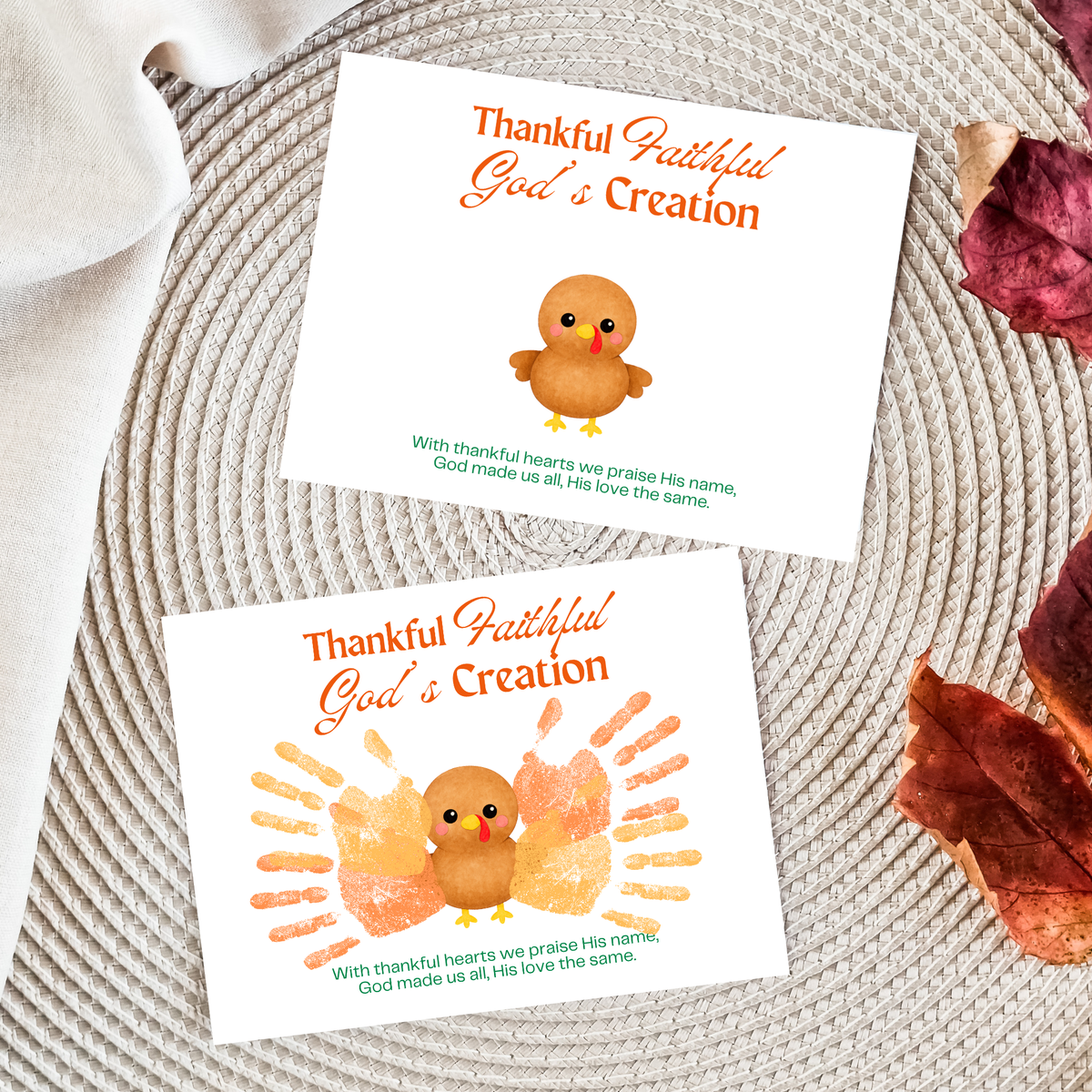 Thankful Faithful God's Creation Handprint Turkey Craft Printable | Christian Thanksgiving Handprint Activity | Preschool Fall Keepsake PDF