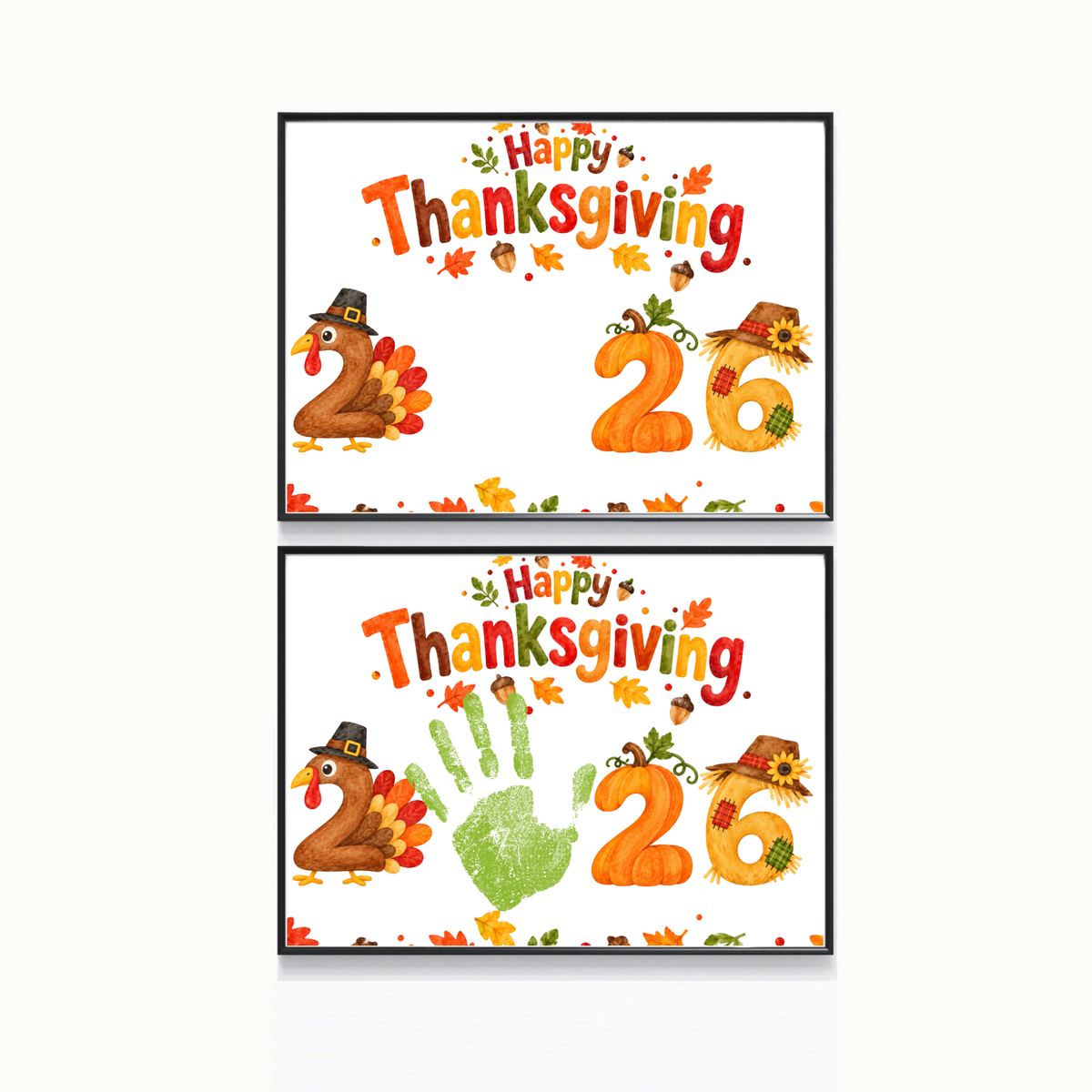 Thanksgiving 2026 Handprint Craft | Happy Thanksgiving Turkey Keepsake Printable for Kids