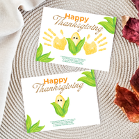 Happy Thanksgiving Corn Handprint Craft Printable, Thanksgiving Keepsake, Baby's First Thanksgiving, Preschool Fall Harvest Activity