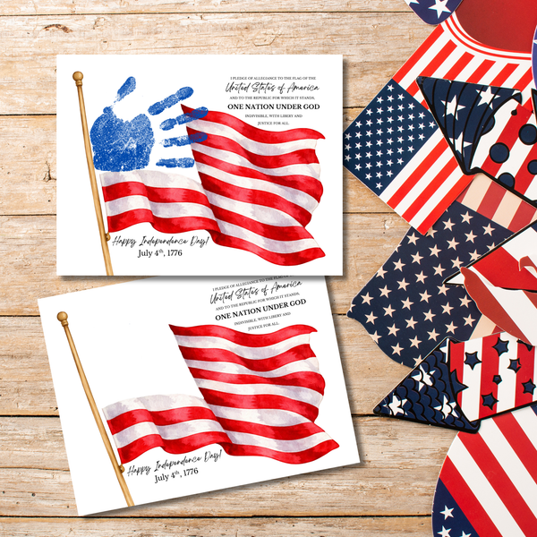 Happy Independence Day Handprint Craft Printable | July 4th Flag Handprint Art | Patriotic USA Keepsake Activity for Kids | Fourth of July Craft
