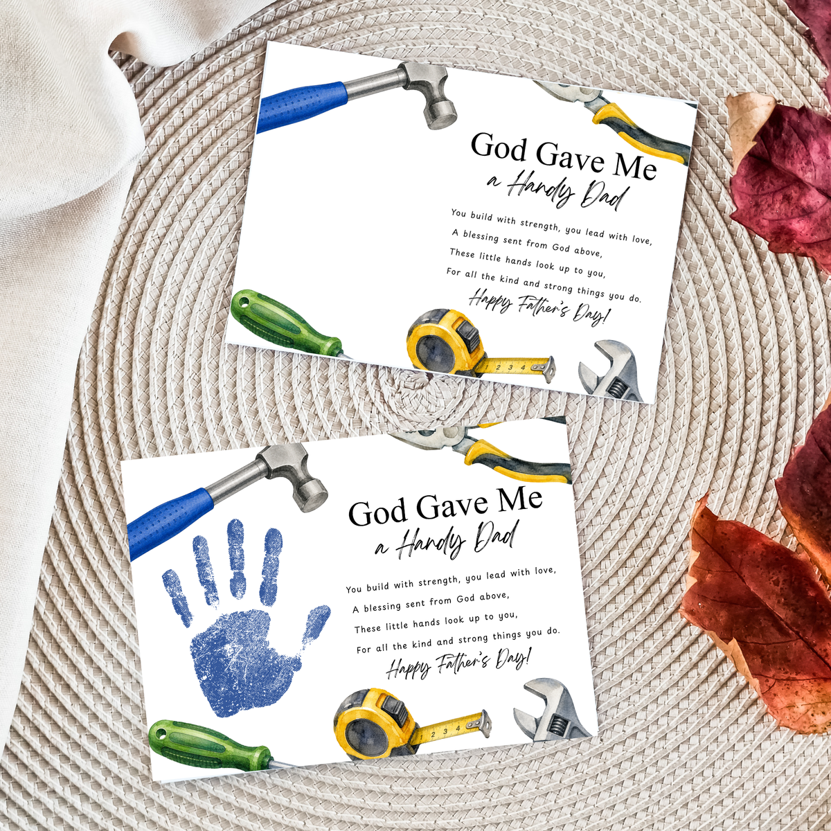 Christian Father’s Day Handprint Craft Printable, God Gave Me a Handy Dad, Tool Theme Father’s Day Keepsake, Faith Based Dad Gift