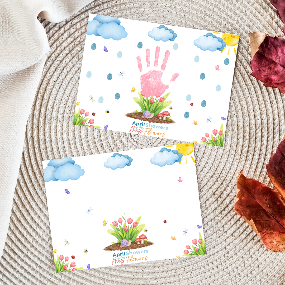 April Showers Bring May Flowers Handprint Craft Printable | Spring Handprint Keepsake | Preschool Spring Activity PDF