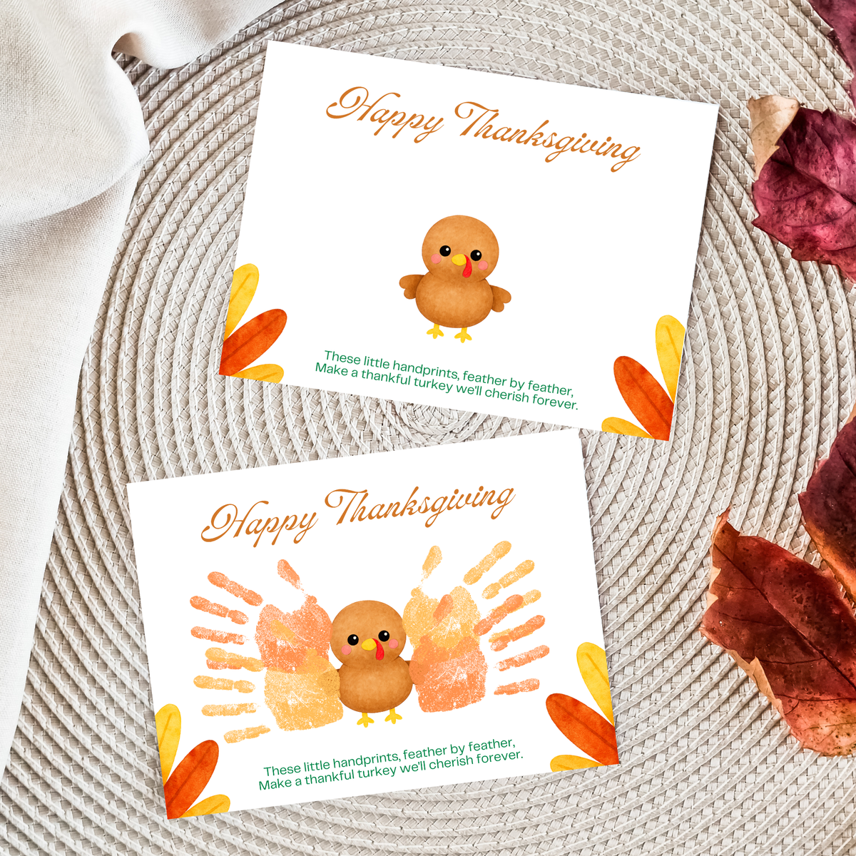 Happy Thanksgiving Turkey Handprint Craft Printable | Thanksgiving Handprint Keepsake | Preschool Fall Activity PDF