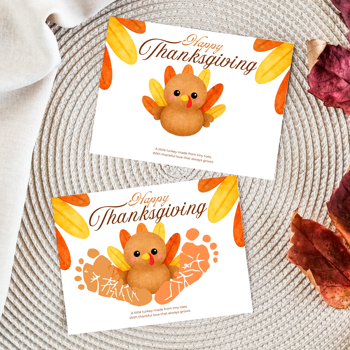 Happy Thanksgiving Turkey Footprint Craft | Thanksgiving Keepsake Printable | Preschool Fall Activity