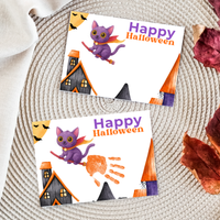 Happy Halloween Cat Handprint Craft Printable | Halloween Witch Cat Keepsake | Preschool Halloween Activity | Daycare & Classroom Fall Craft