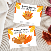 Christian Thanksgiving Turkey Footprint Craft Printable, Gobble Gobble Give God Thanks, Baby's First Thanksgiving, Faith-Based Keepsake