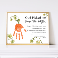God Picked Me From the Patch Handprint Craft Printable | Christian Pumpkin Keepsake | Fall Bible Activity for Kids