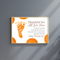 Thankful for All We Have Thanksgiving Footprint Craft | Pumpkin Pie Keepsake Printable