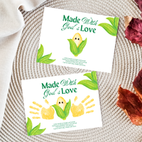 Christian Corn Handprint Craft Printable, Made With God's Love, Preschool Harvest Activity, Thanksgiving Craft, Fall Keepsake, Baby's First Fall