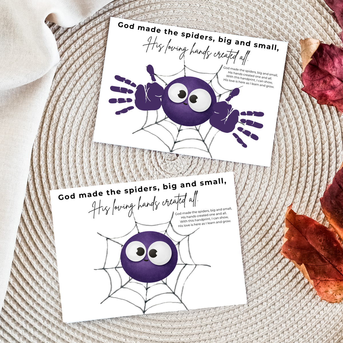 Christian Halloween Spider Handprint Craft Printable | God Made the Spiders Kids Craft | Sunday School Halloween Activity | Christian Keepsake