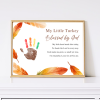 My Little Turkey Blessed by God Handprint Craft Printable | Christian Thanksgiving Keepsake | Preschool Turkey Handprint Activity