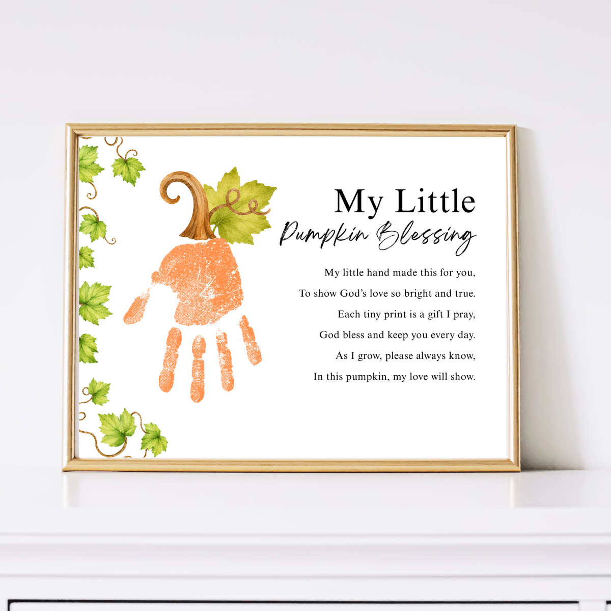 My Little Pumpkin Blessing Handprint Craft Printable | Christian Fall Keepsake | Preschool Pumpkin Handprint Activity