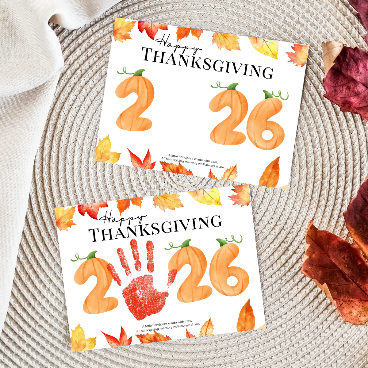 Happy Thanksgiving 2026 Handprint Craft Printable, Thanksgiving Keepsake Activity, Fall Handprint Craft for Preschool Kindergarten PDF