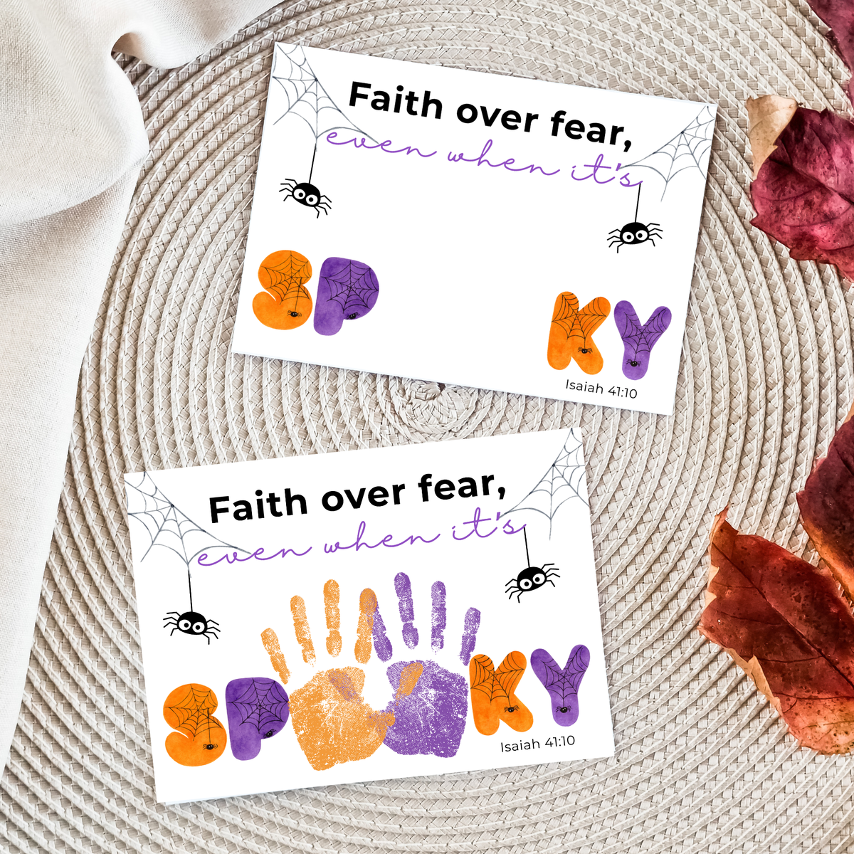 Christian Halloween Handprint Craft Printable | Faith Over Fear Kids Craft | Isaiah 41:10 Bible Activity | Sunday School Halloween Keepsake
