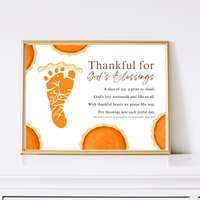 Thankful for God's Blessings Footprint Craft | Christian Thanksgiving Keepsake | Pumpkin Pie Footprint Printable | Psalm 107:1