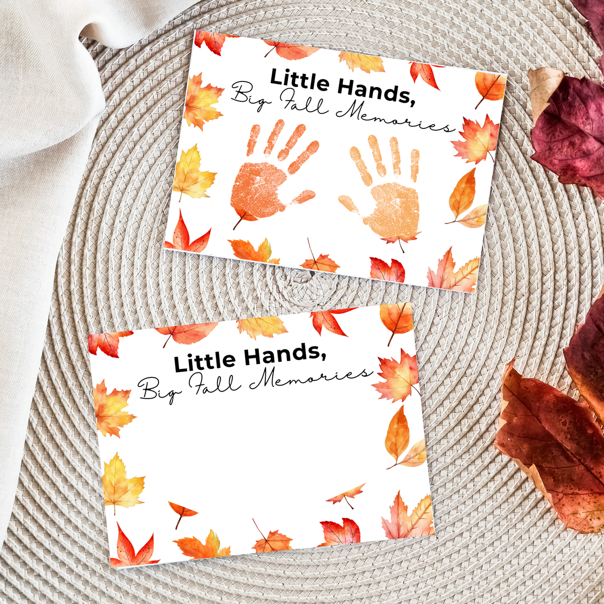 Fall Handprint Craft Printable | Little Hands Big Fall Memories | Autumn Keepsake Activity for Preschool & Kindergarten