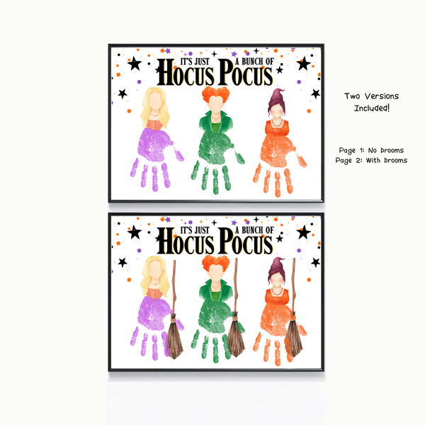 It's Just a Bunch of Hocus Pocus Handprint Craft Printable | Halloween Witch Handprint Keepsake | Preschool Halloween Activity | Daycare & Classroom Craft