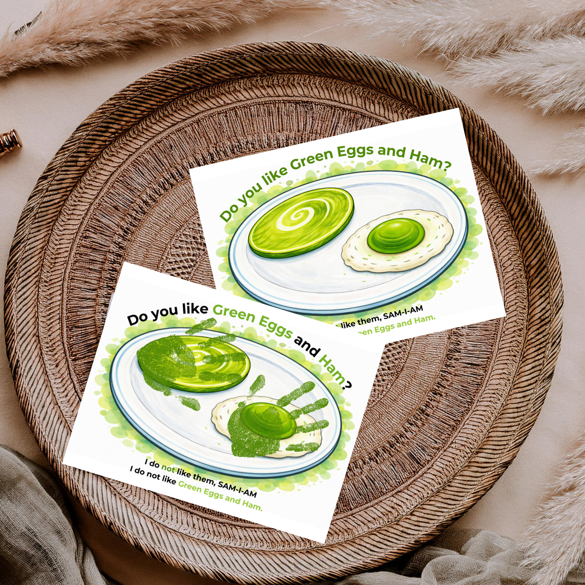 Green Eggs and Ham Handprint Craft Printable | Kids Reading Activity | Literacy Art Keepsake PDF