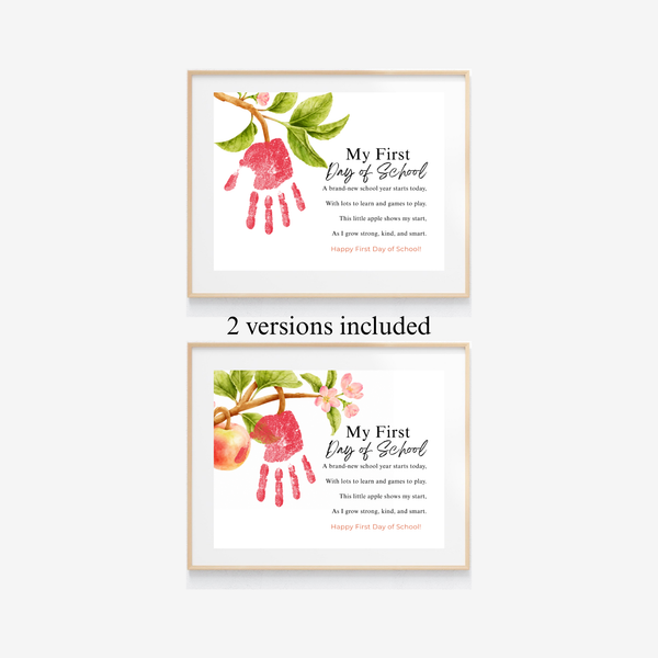 My First Day of School Apple Handprint Craft Printable | Back to School Apple Poem Keepsake | Preschool Kindergarten Activity