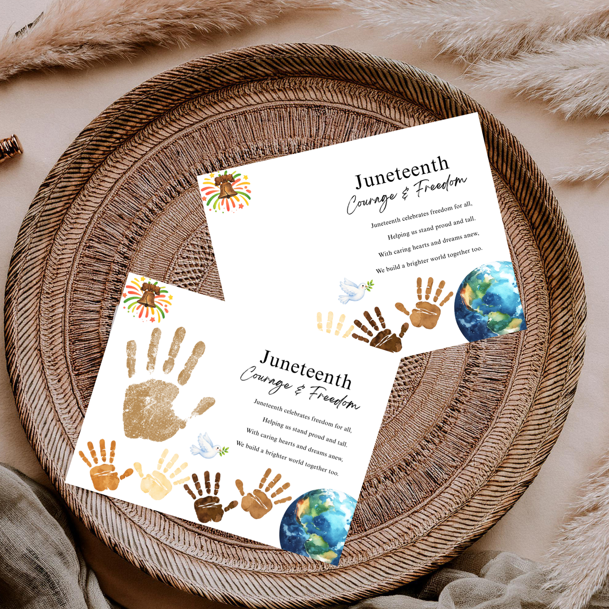 Juneteenth Courage & Freedom Handprint Craft Printable | Juneteenth Activity for Kids | Diversity & Inclusion Keepsake