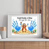 Moses Parts the Red Sea Handprint Craft | God Made a Way Christian Bible Printable for Kids