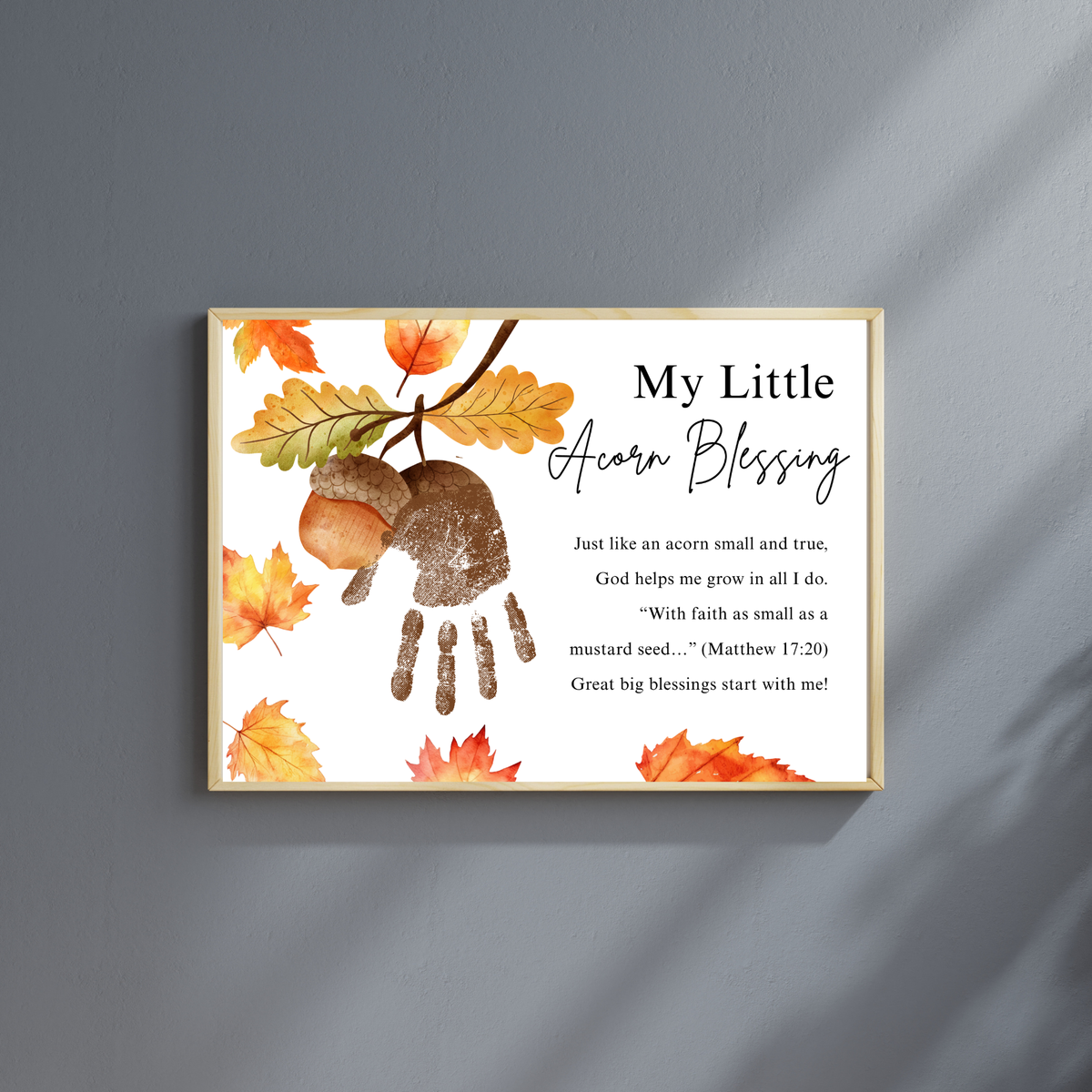 My Little Acorn Blessing Handprint Craft Printable | Christian Fall Keepsake | Preschool Acorn Handprint Activity