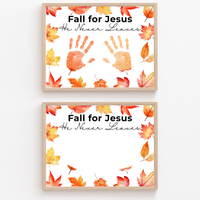 Christian Fall Handprint Craft Printable | Fall for Jesus He Never Leaves | Autumn Bible Keepsake Activity for Kids