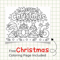 Christmas 2026 Handprint Craft & Coloring Page | Merry Christmas Keepsake Printable for Kids