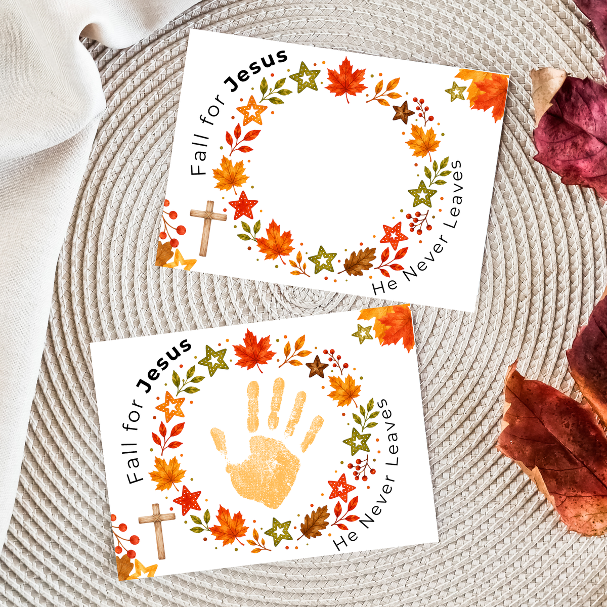 Fall for Jesus Handprint Wreath Craft | Christian Fall Printable | Preschool Autumn Keepsake
