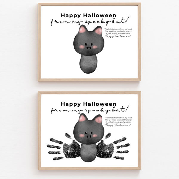 Happy Halloween Bat Handprint Craft Printable | Spooky Bat Keepsake for Kids | Preschool Halloween Activity | Daycare & Classroom Craft