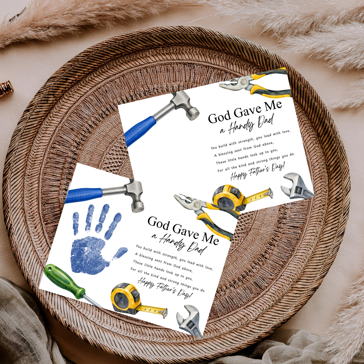Christian Father’s Day Handprint Craft Printable, God Gave Me a Handy Dad, Tool Theme Father’s Day Keepsake, Faith Based Dad Gift