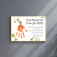 God Picked Me From the Patch Handprint Craft Printable | Christian Pumpkin Keepsake | Fall Bible Activity for Kids