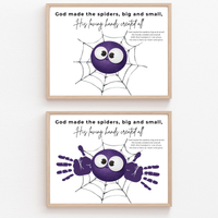 Christian Halloween Spider Handprint Craft Printable | God Made the Spiders Kids Craft | Sunday School Halloween Activity | Christian Keepsake