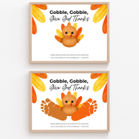 Christian Thanksgiving Turkey Footprint Craft Printable, Gobble Gobble Give God Thanks, Baby's First Thanksgiving, Faith-Based Keepsake