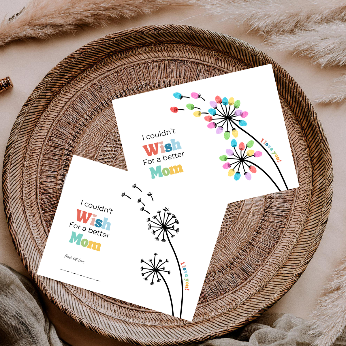 Mother’s Day Fingerprint Craft Printable | I Couldn’t Wish for a Better Mom | Dandelion Keepsake Gift from Kids | Preschool DIY Printable