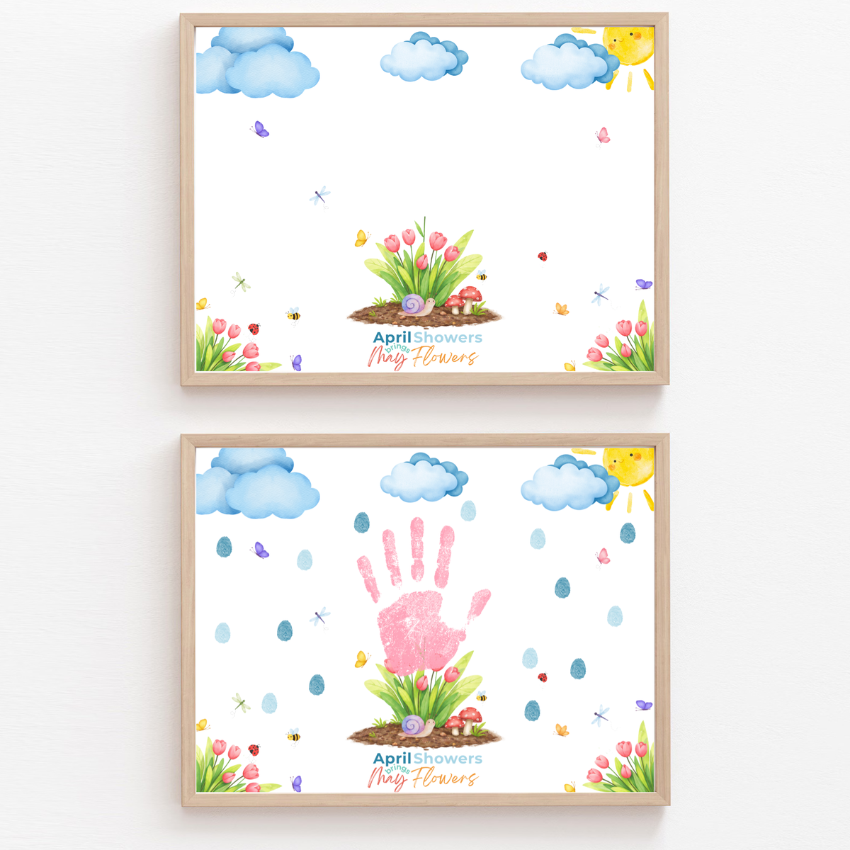 April Showers Bring May Flowers Handprint Craft Printable | Spring Handprint Keepsake | Preschool Spring Activity PDF